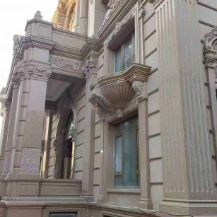 汉中 黄金麻花岗岩光面别墅外墙干挂施工完成