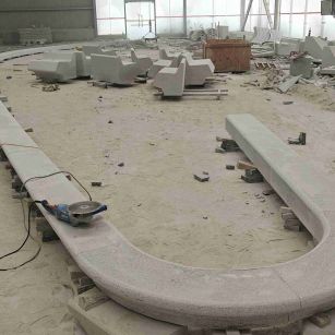 汉中 芝麻白花岗岩弧形花坛石，坐凳石