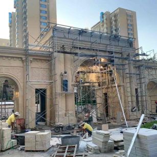 汉中 黄金麻荔枝面花岗岩小区门楼外墙干挂