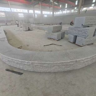 汉中 芝麻白异形坐凳，自然面光面弧形加工