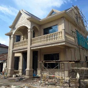 汉中 黄金麻花岗岩石材私人别墅雕花门楼柱阳台栏杆