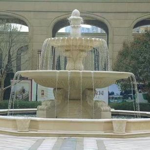 汉中 黄金麻花岗岩异型加工——户外庭院石雕流水喷泉