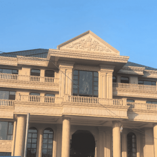 汉中黄金麻别墅外墙干挂石材效果示例