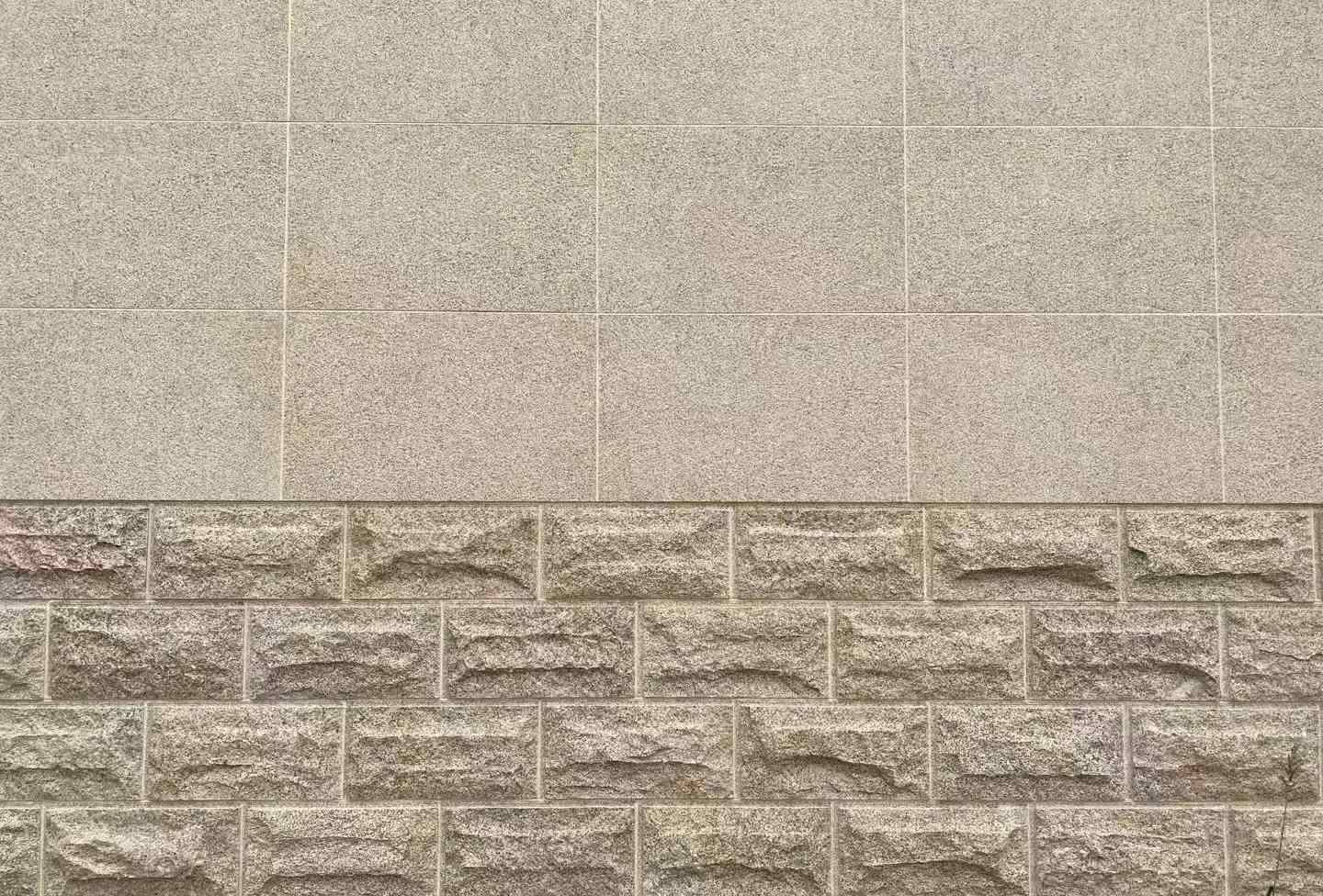 汉中 黄金麻自然面蘑菇石配荔枝面干挂