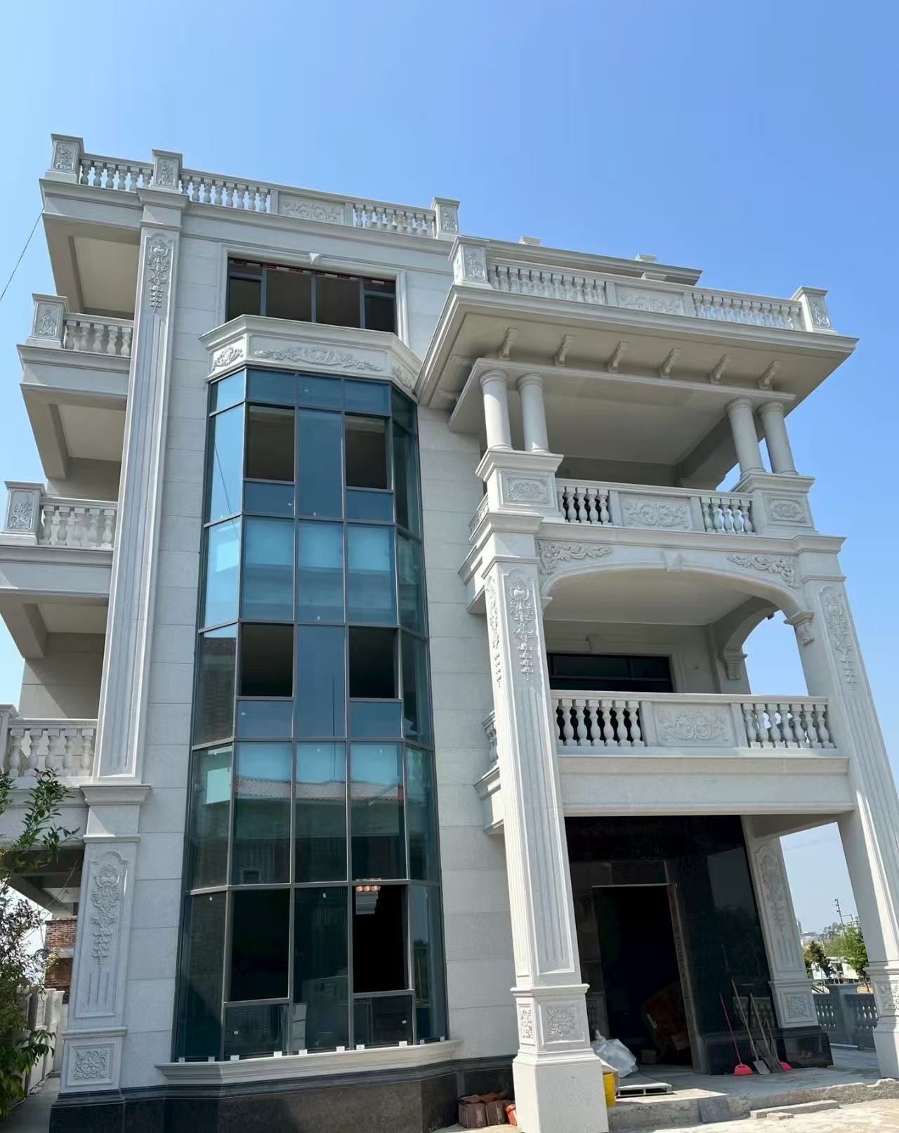 汉中 白麻花岗岩别墅外墙干挂效果展示