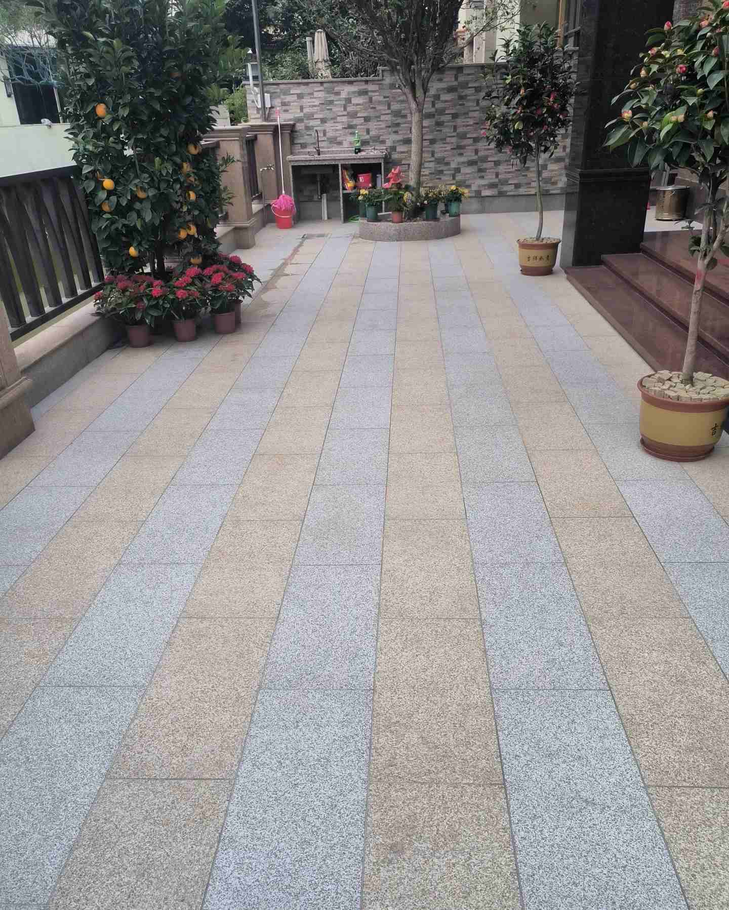 汉中 黄金麻白麻荔枝面庭院铺装展示